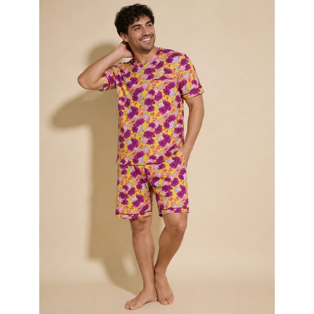 Cosabella Men's V-Neck Pajama Set Pima Cotton Modal Lounge Set Size M